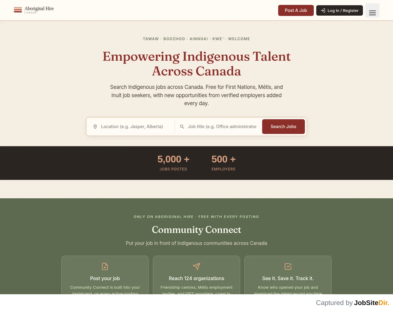 Aboriginal Hire website screenshot