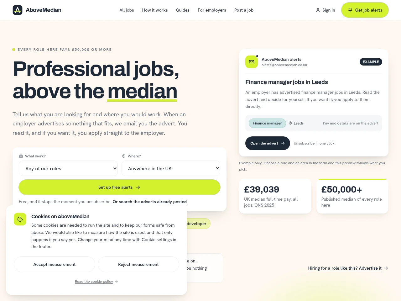 AboveMedian screenshot AboveMedian job board platform screenshot showing job search interface