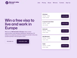 Abroad Jobs in Europe platform preview