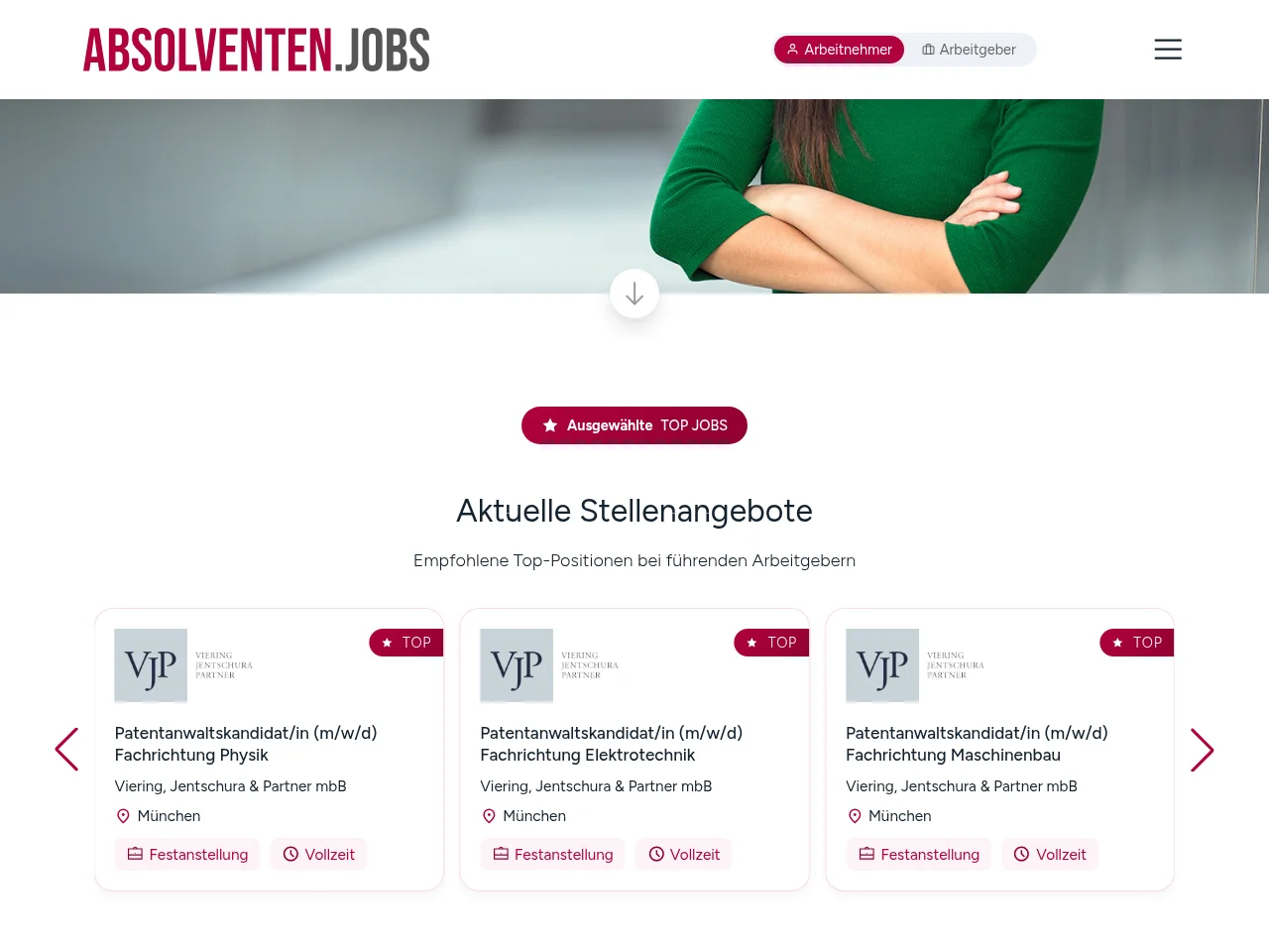 ABSOLVENTEN.JOBS screenshot ABSOLVENTEN.JOBS job board platform screenshot showing job search interface