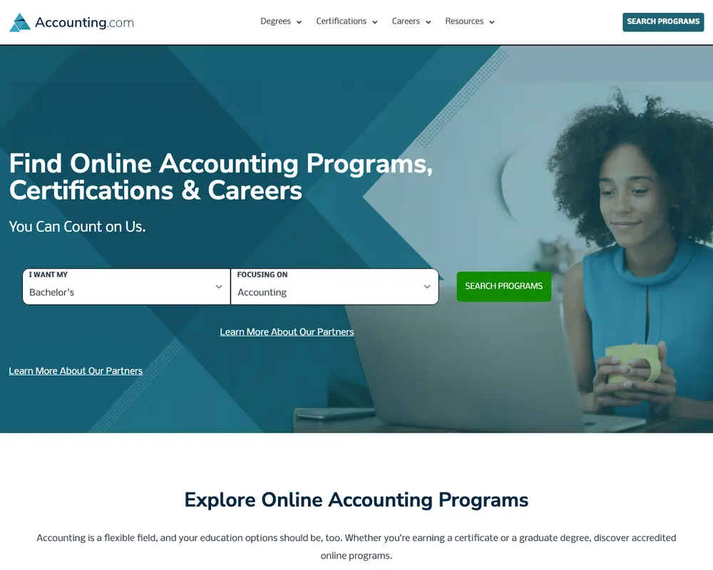 Accounting.com job board platform screenshot showing job search interface