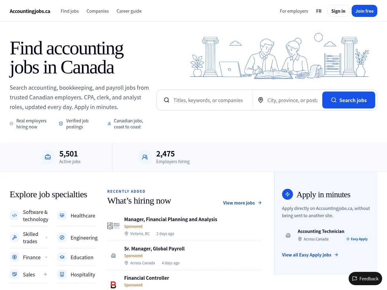 Accountingjobs.ca screenshot Accountingjobs.ca job board platform screenshot showing job search interface