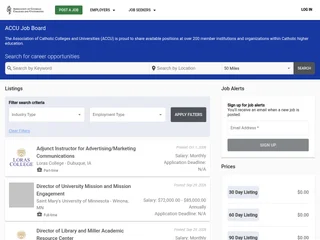 Association of Catholic Colleges and Universities Job Board screenshot preview