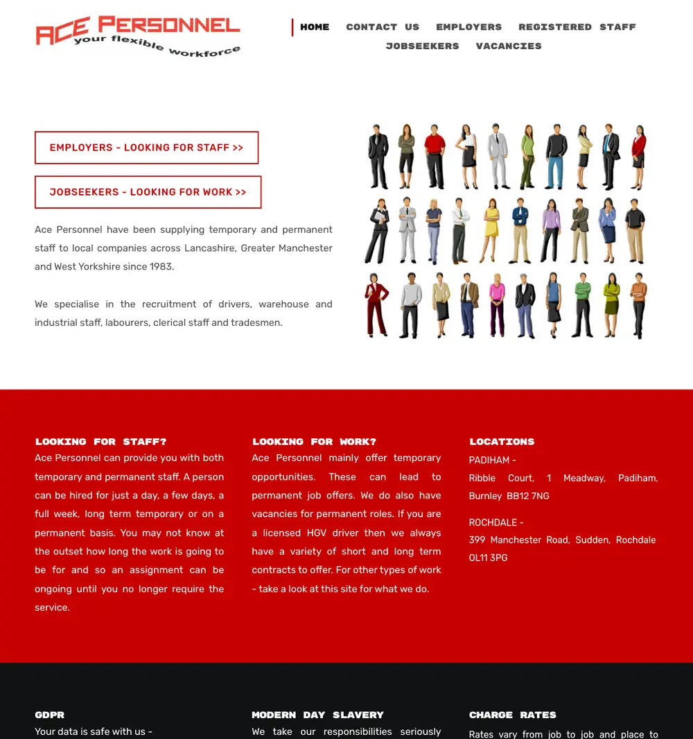 Ace Personnel screenshot Ace Personnel job board platform screenshot showing job search interface