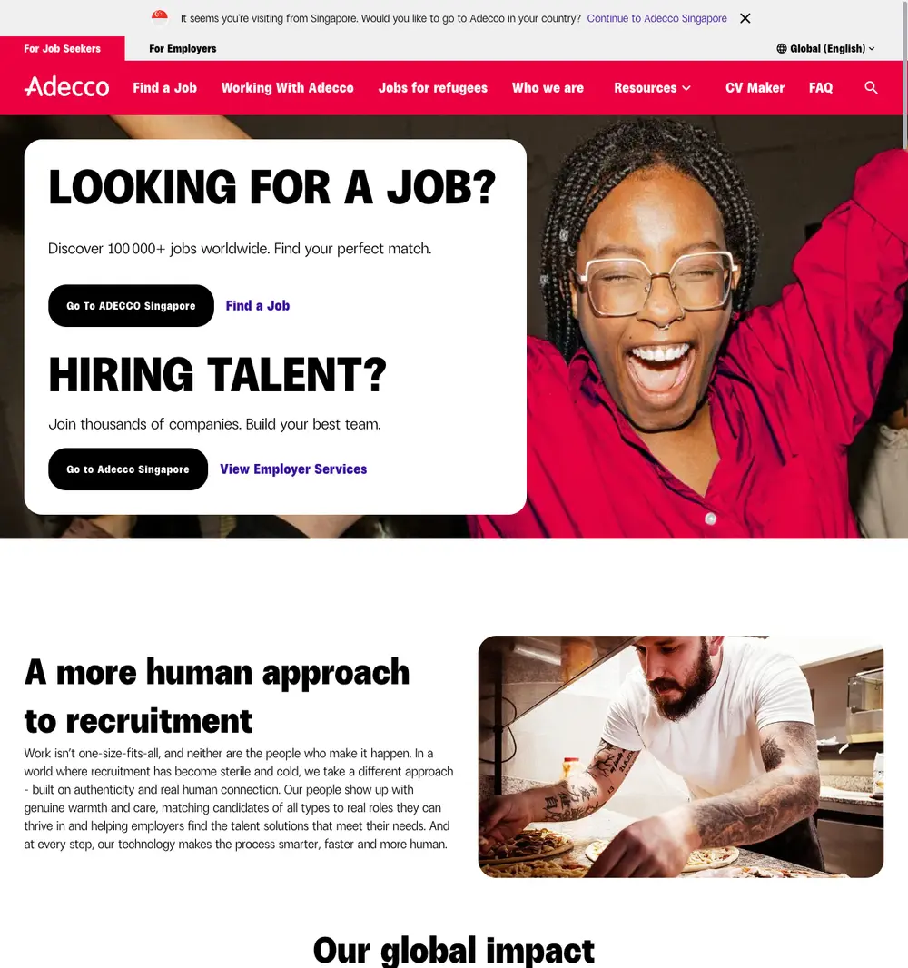 Adecco Tunisie job board platform screenshot showing job search interface