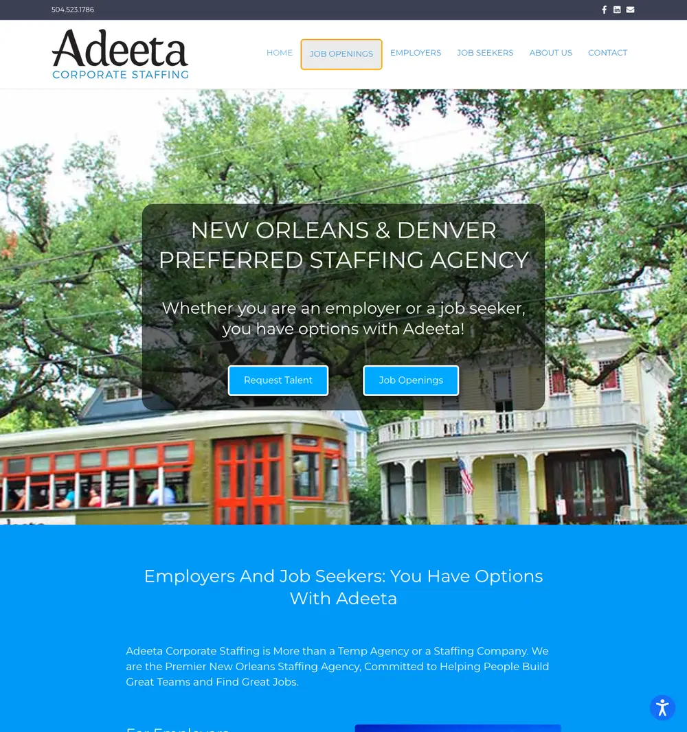 Adeeta job board platform screenshot showing job search interface