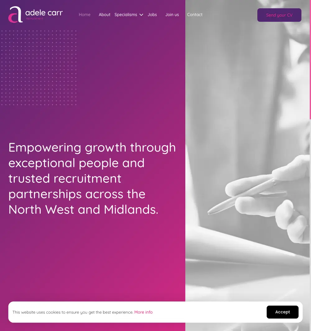 Adele Carr Recruitment job board platform screenshot showing job search interface