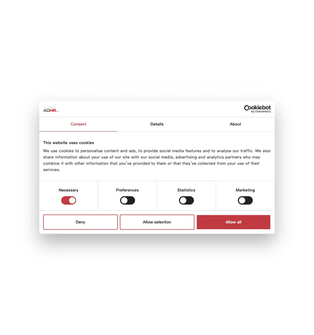 ADHR job board platform screenshot showing job search interface