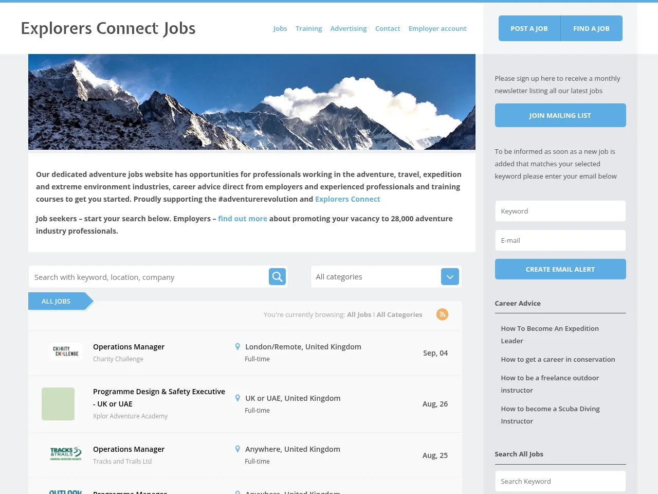 Adventure Industry Pro screenshot Adventure Industry Pro job board platform screenshot showing job search interface