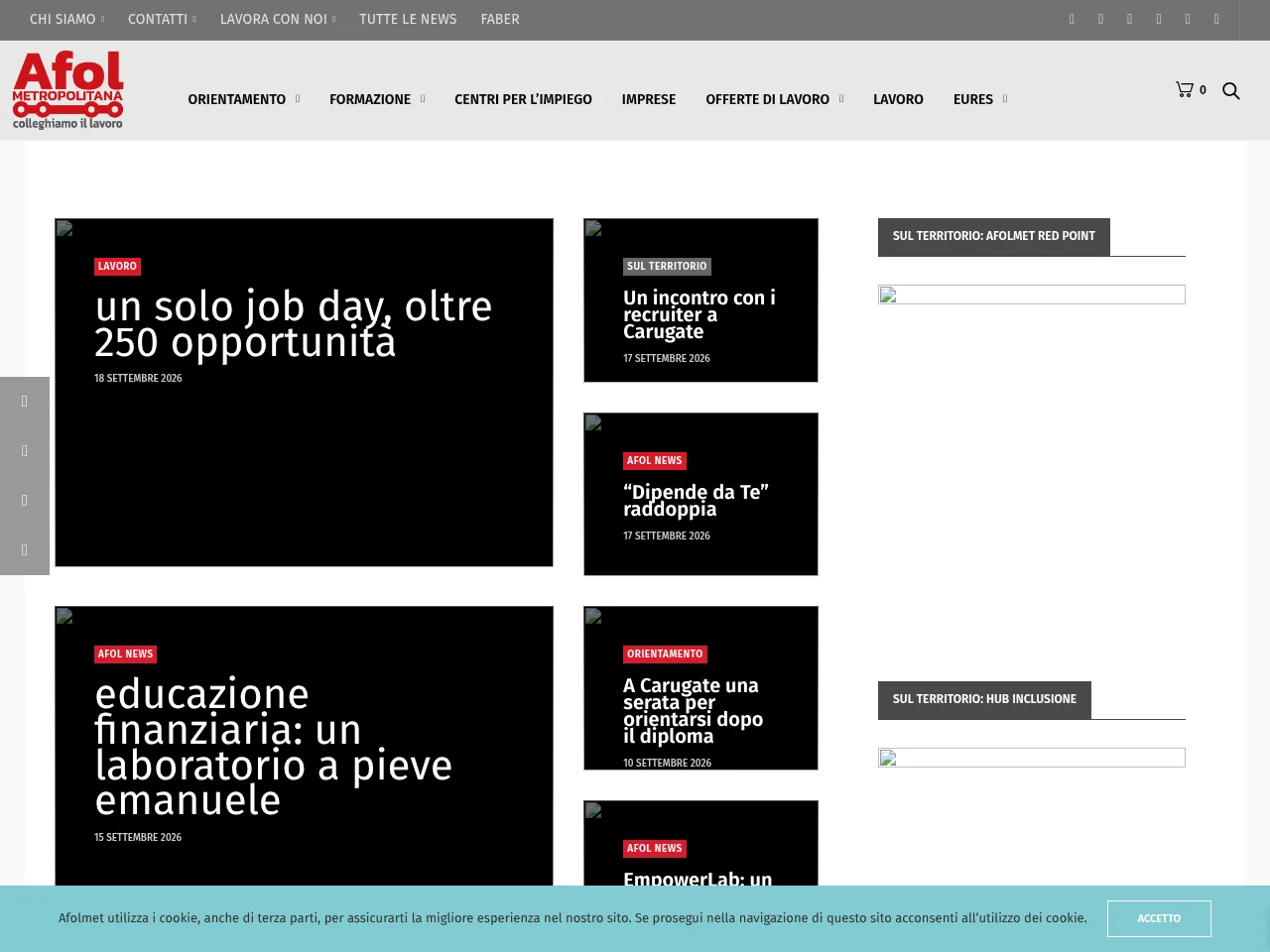 Afol Metropolitana job board platform screenshot showing job search interface