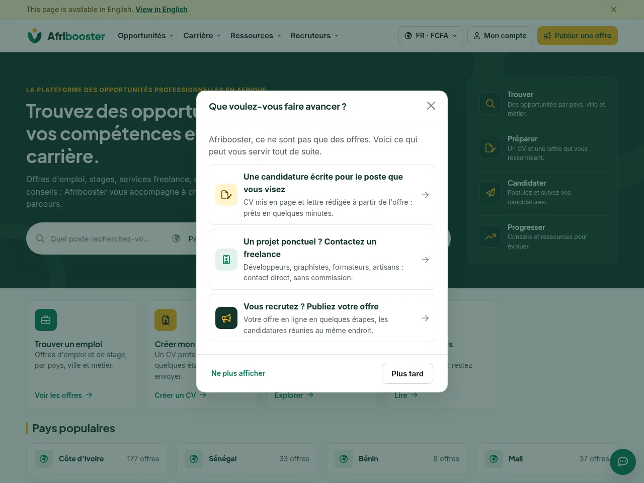 Afribooster website screenshot