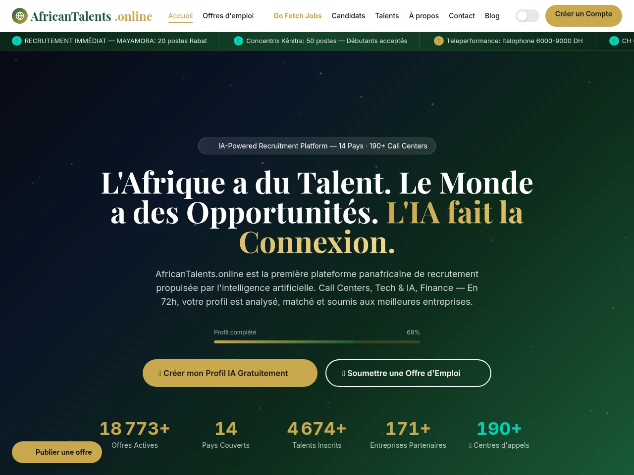 AfricanTalents.online website screenshot