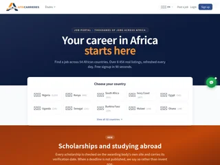Africarrieres platform preview