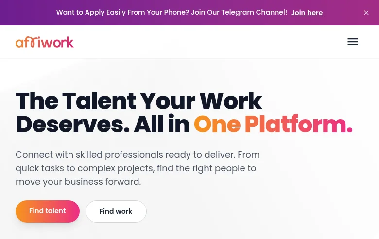 Afriwork job board platform screenshot showing job search interface