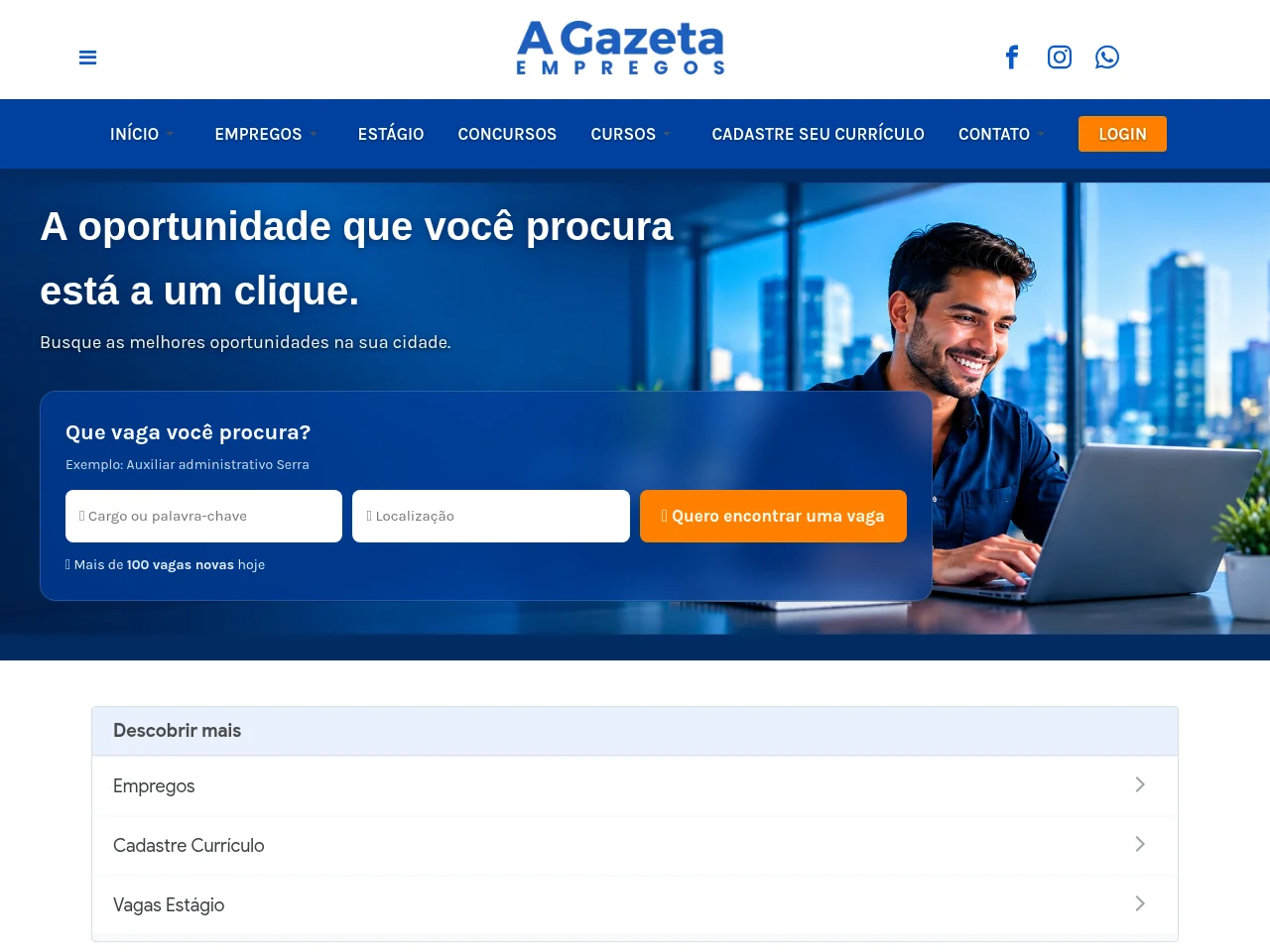 A Gazeta Empregos job board platform screenshot showing job search interface