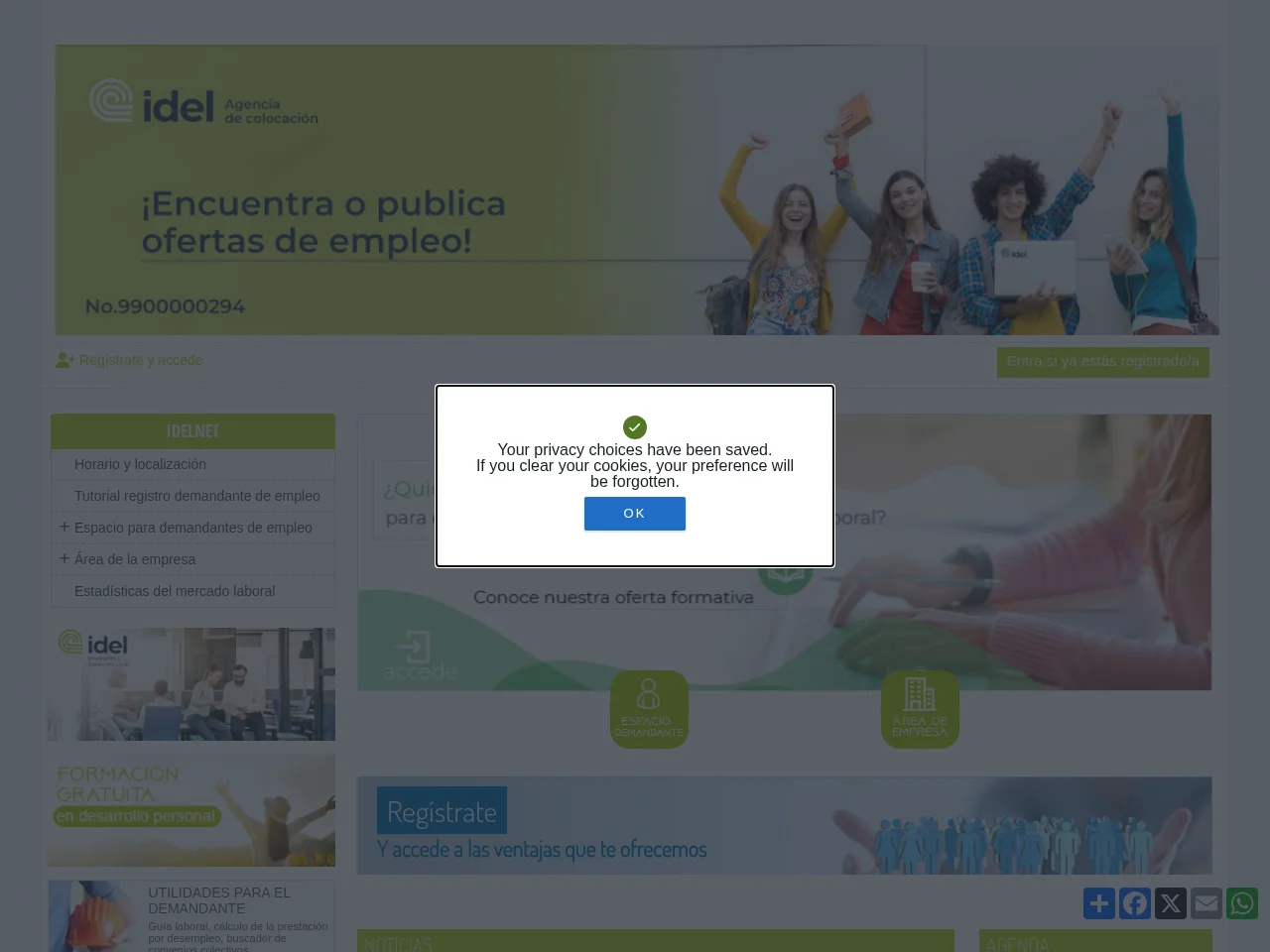 Idelnet - IDEL - Agencia de Colocación screenshot Idelnet - IDEL - Agencia de Colocación job board platform screenshot showing job search interface