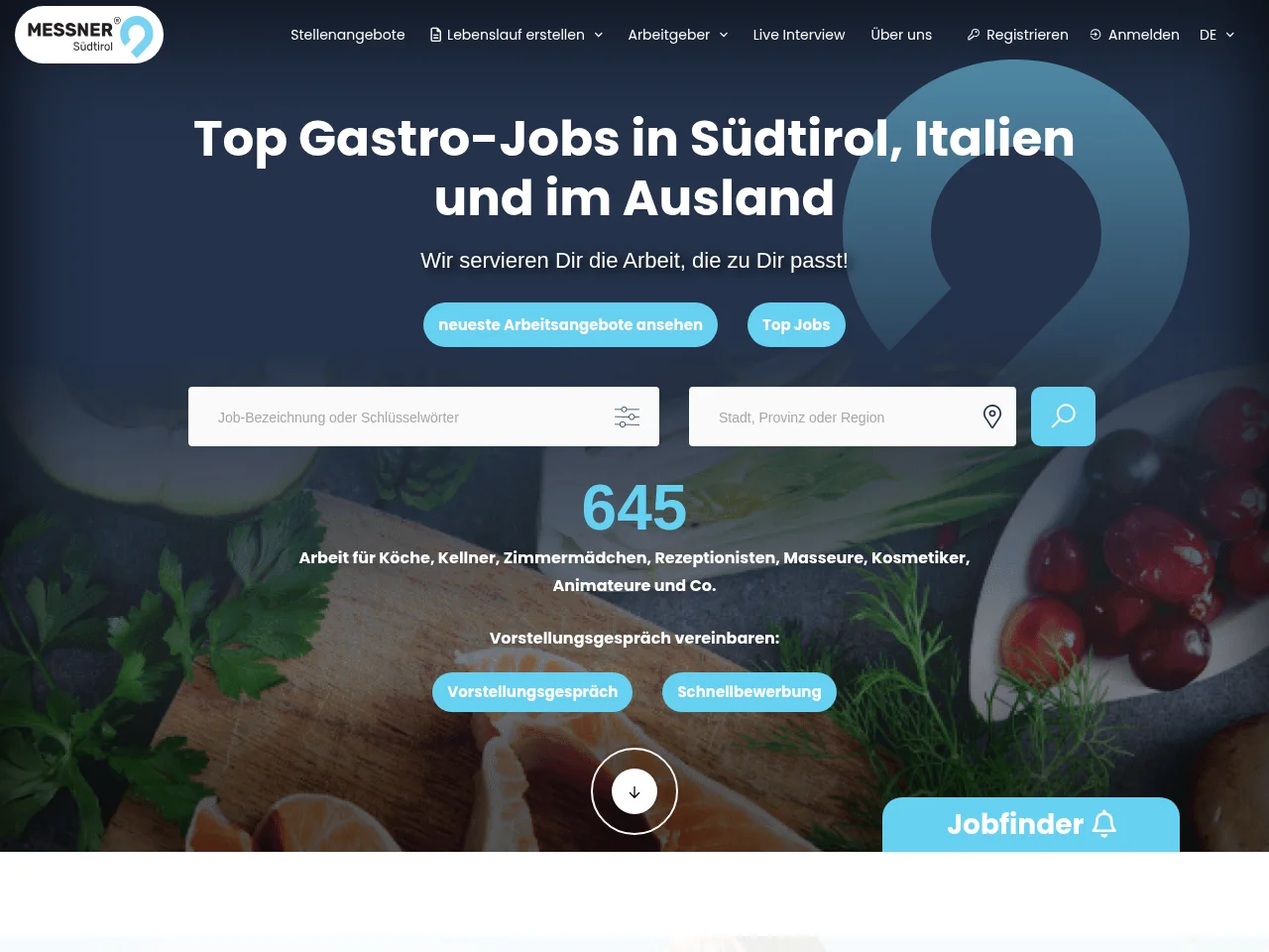 Agentur Messner job board platform screenshot showing job search interface