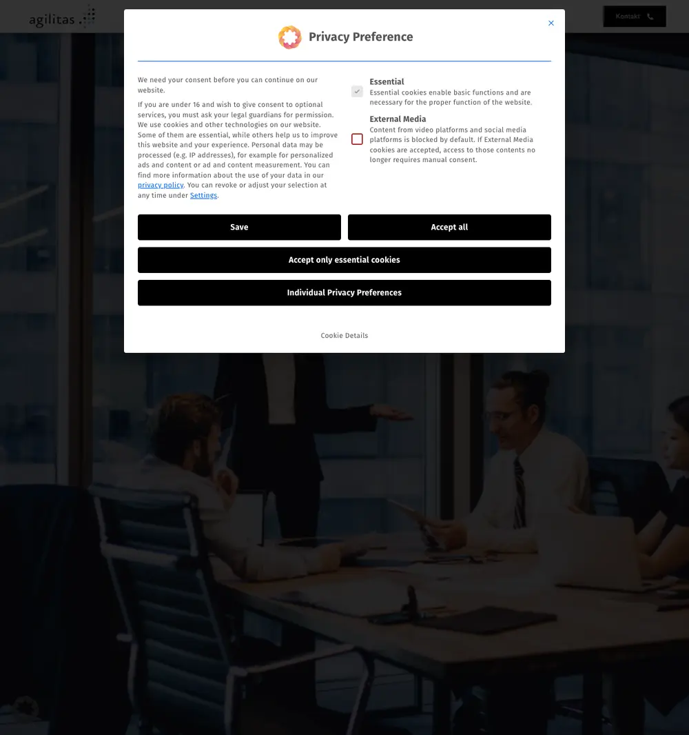 Agilitas Personal job board platform screenshot showing job search interface
