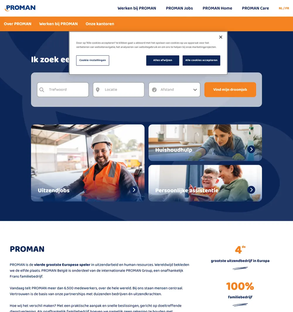 PROMAN job board platform screenshot showing job search interface