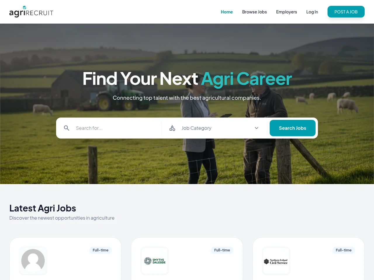 AgriRecruit screenshot AgriRecruit job board platform screenshot showing job search interface