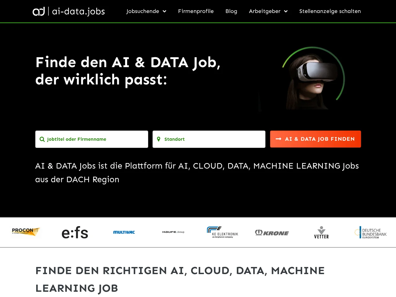 ai-data.jobs screenshot ai-data.jobs job board platform screenshot showing job search interface