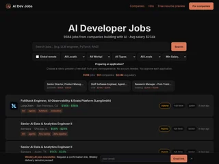 AI Dev Jobs platform preview AI Dev Jobs platform preview
