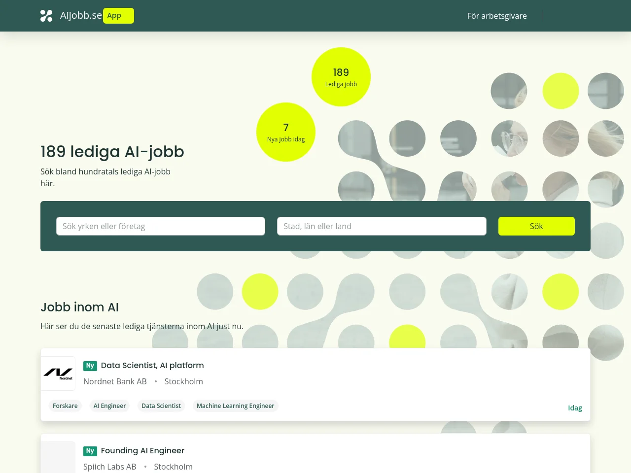 aijobb.se screenshot aijobb.se job board platform screenshot showing job search interface