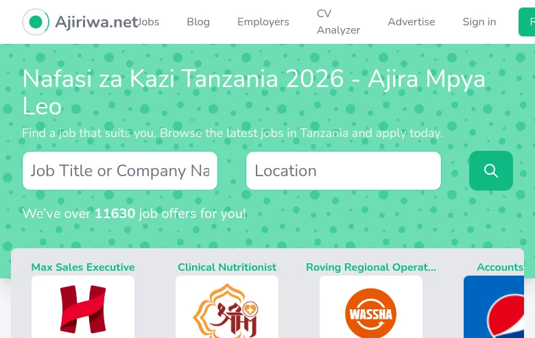 Ajiriwa screenshot Ajiriwa job board platform screenshot showing job search interface