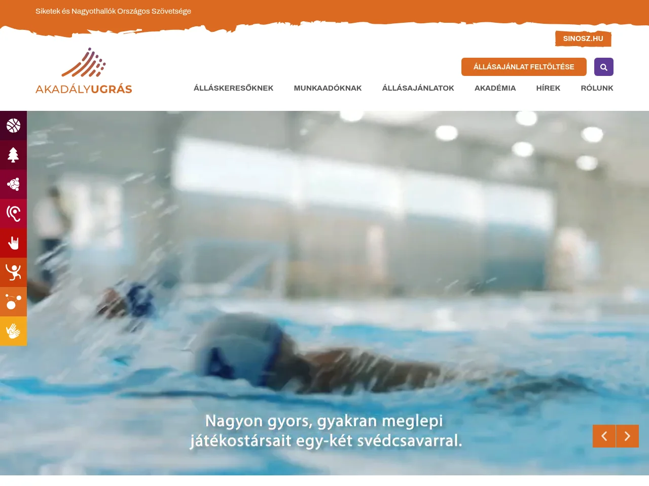 Akadályugrás job board platform screenshot showing job search interface