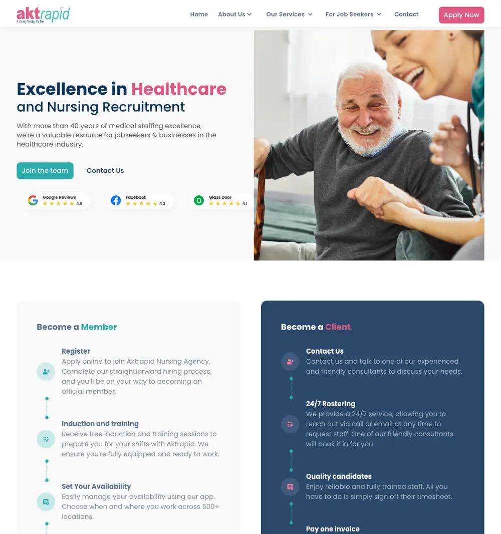 Aktrapid job board platform screenshot showing job search interface