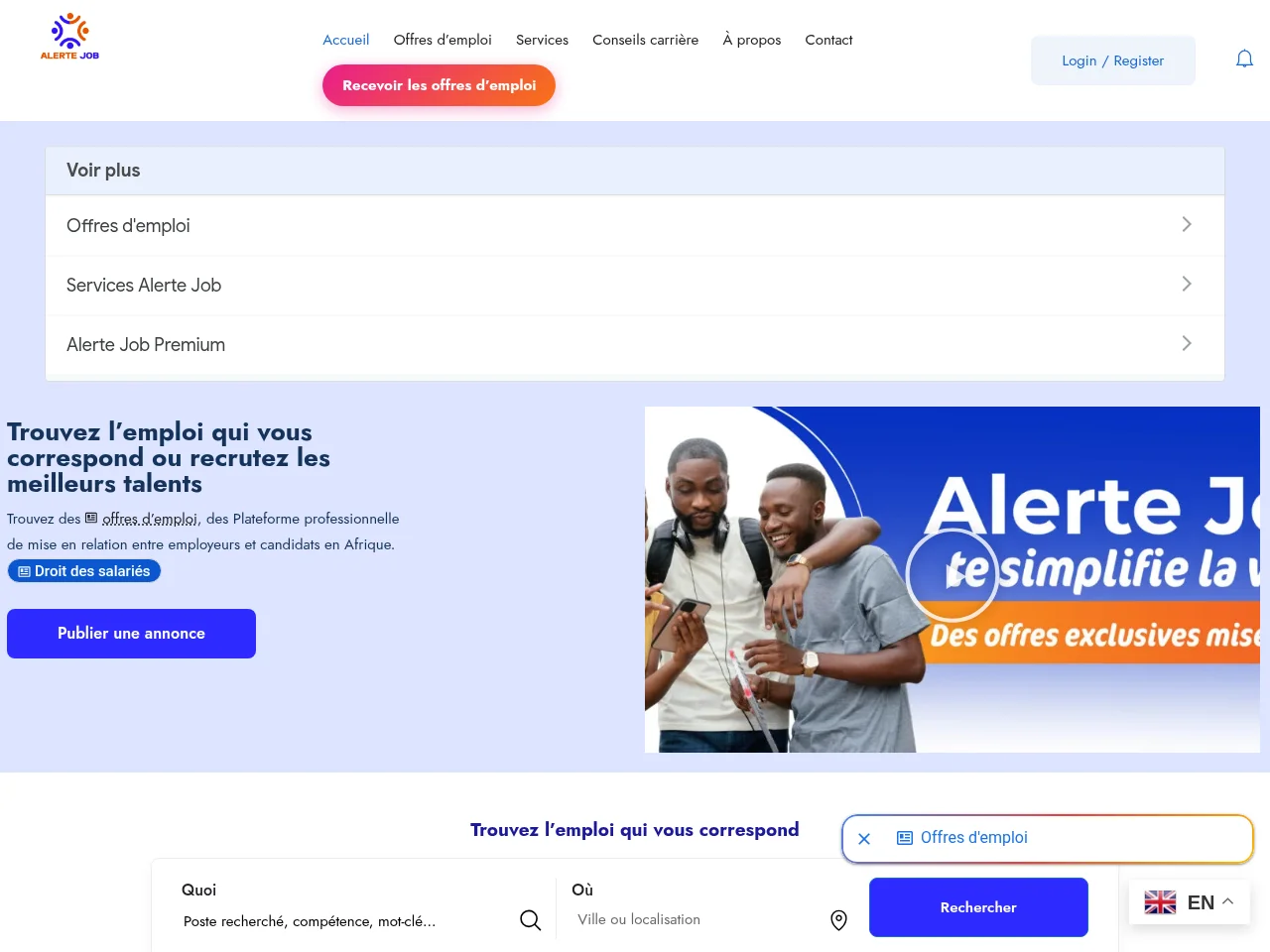 Alerte Job screenshot Alerte Job website screenshot