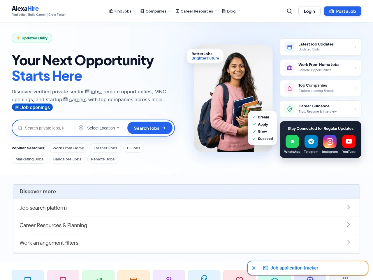 Alexa Hire job board platform screenshot showing job search interface