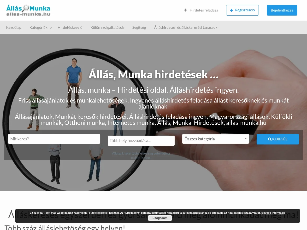 allas-munka.hu screenshot allas-munka.hu job board platform screenshot showing job search interface