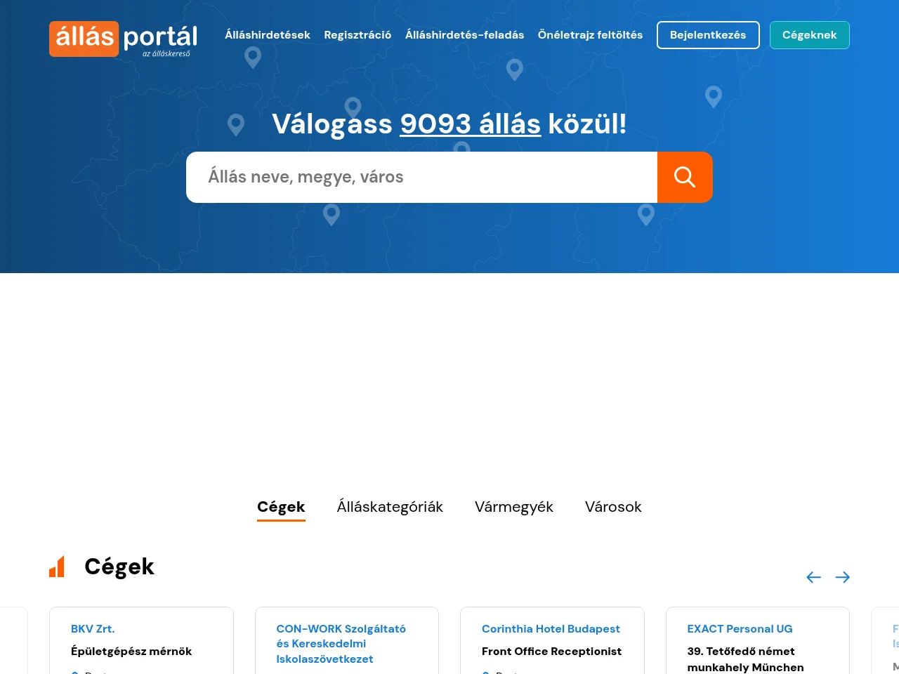 allas-portal.hu screenshot allas-portal.hu job board platform screenshot showing job search interface