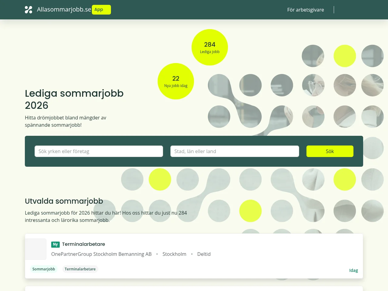 allasommarjobb.se screenshot allasommarjobb.se job board platform screenshot showing job search interface