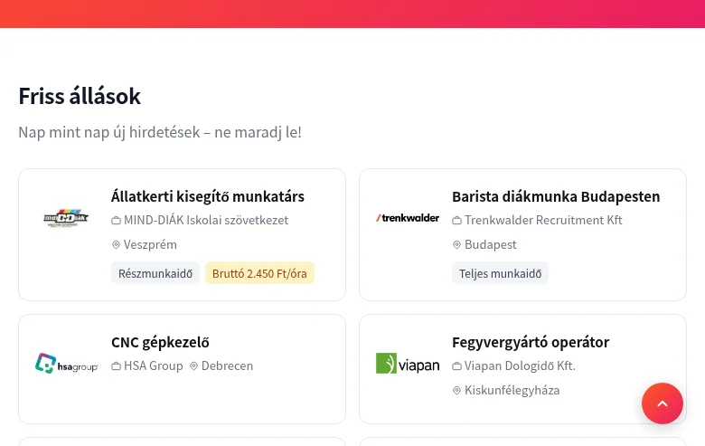 AllasStart job board platform screenshot showing job search interface