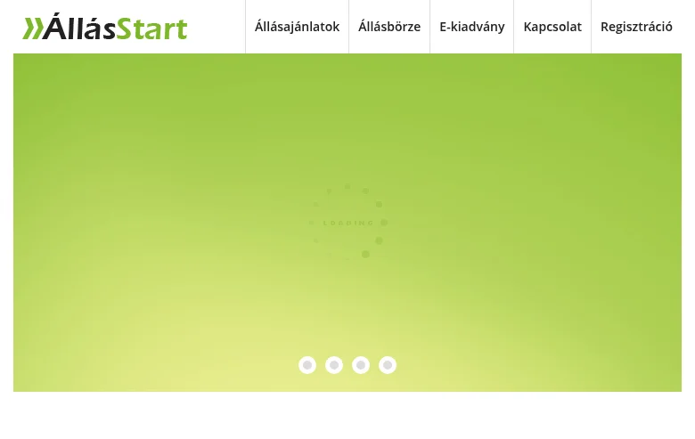 Állásstart job board platform screenshot showing job search interface