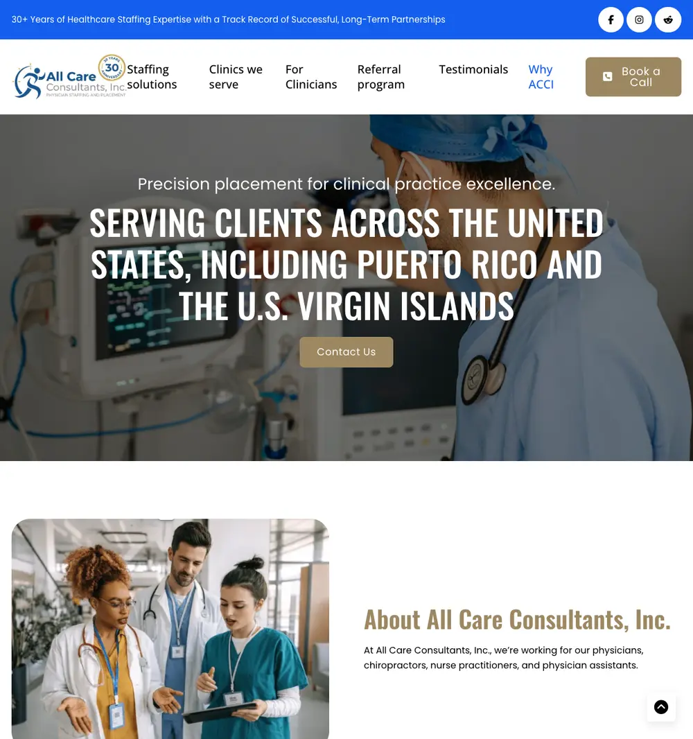 All Care Consultants, Inc. job board platform screenshot showing job search interface