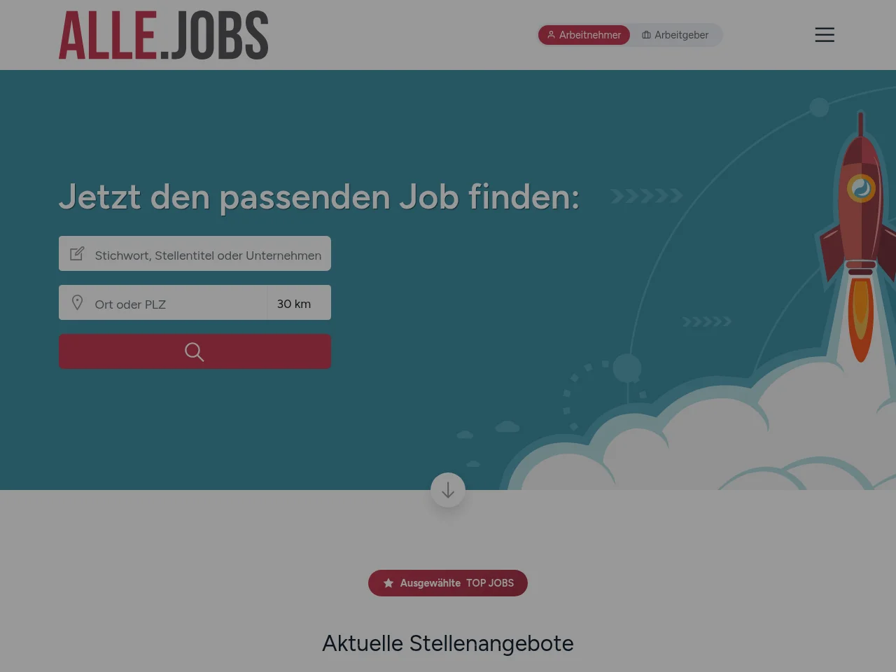 ALLE.JOBS job board platform screenshot showing job search interface