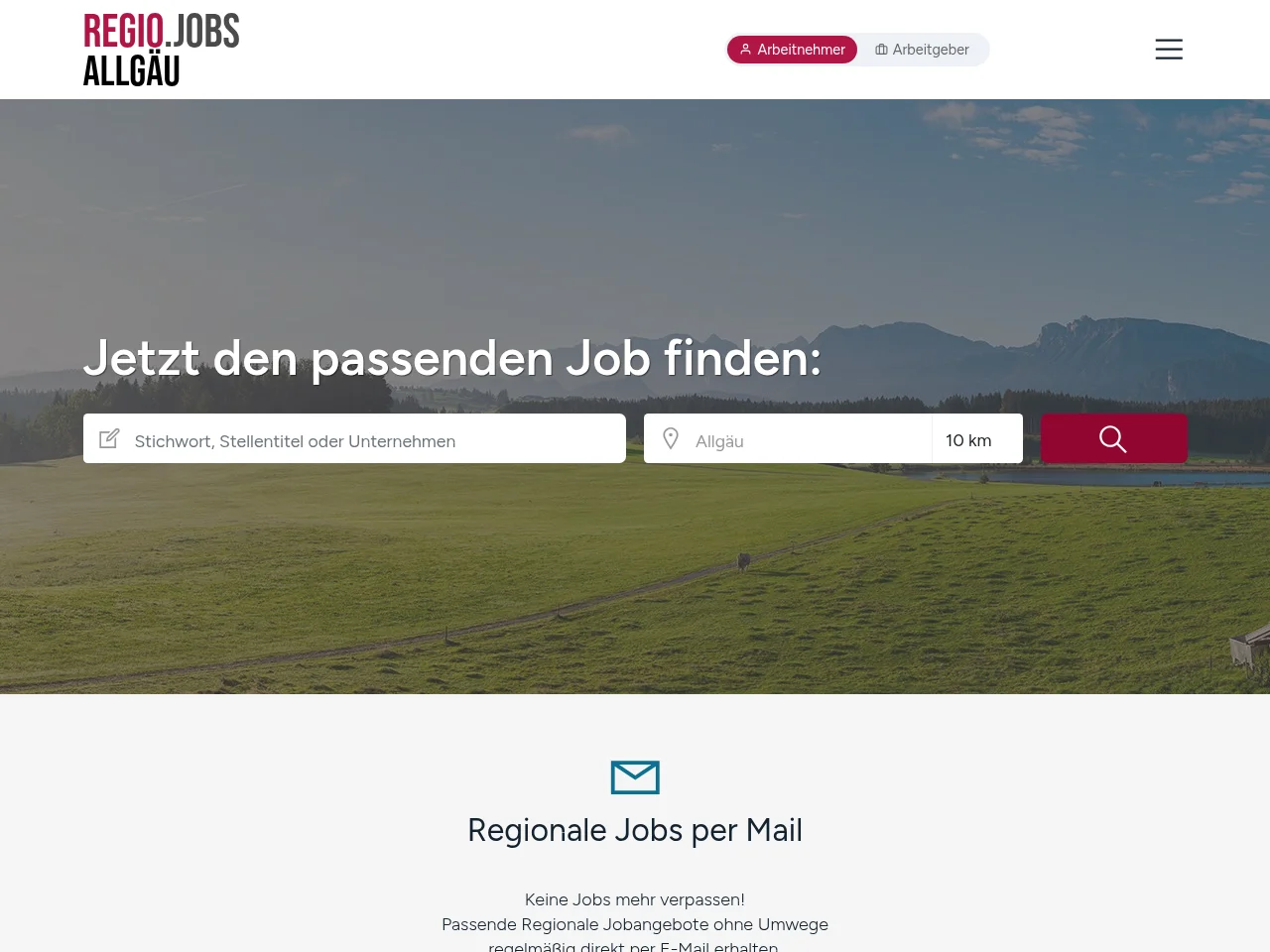 REGIO.JOBS ALLGÄU screenshot REGIO.JOBS ALLGÄU job board platform screenshot showing job search interface