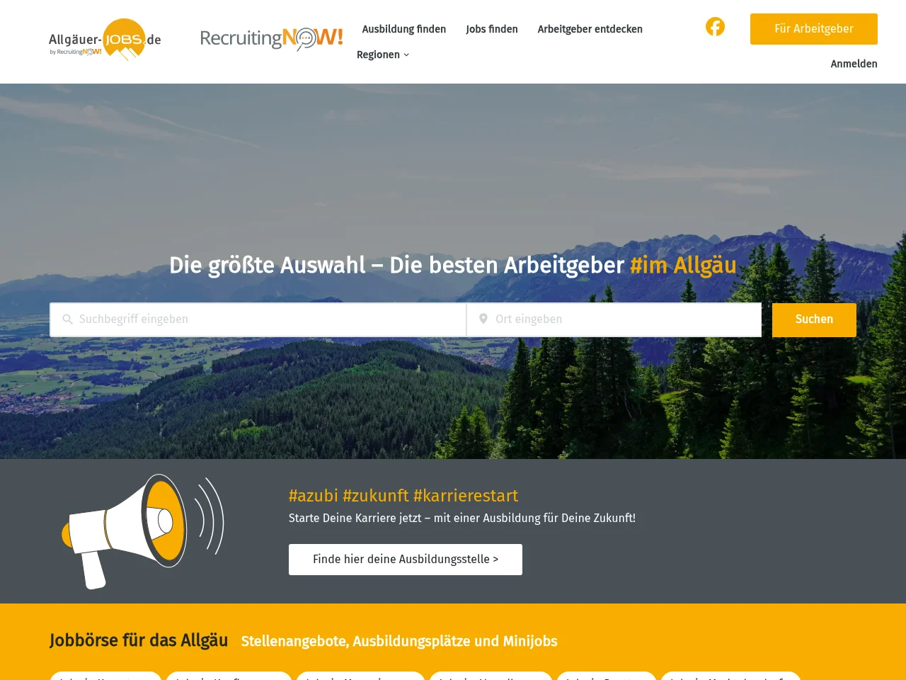 Allgäuer-JOBS.de screenshot Allgäuer-JOBS.de job board platform screenshot showing job search interface