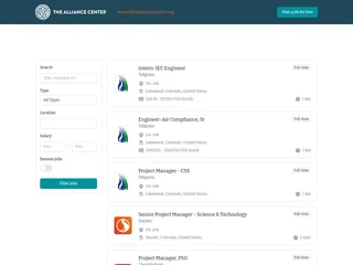 Alliance Center Green Jobs Board platform preview