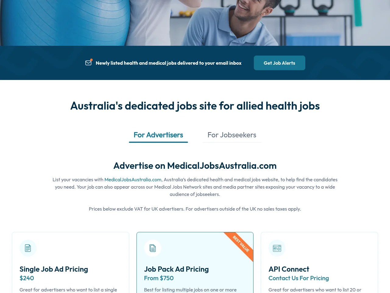 Allied Health Jobs Australia screenshot Allied Health Jobs Australia job board platform screenshot showing job search interface
