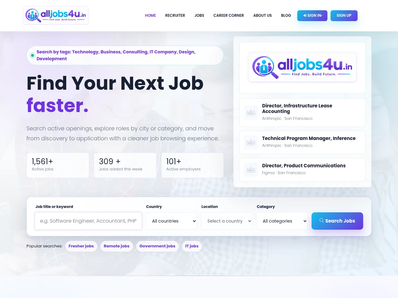 Alljobs4U screenshot Alljobs4U website screenshot