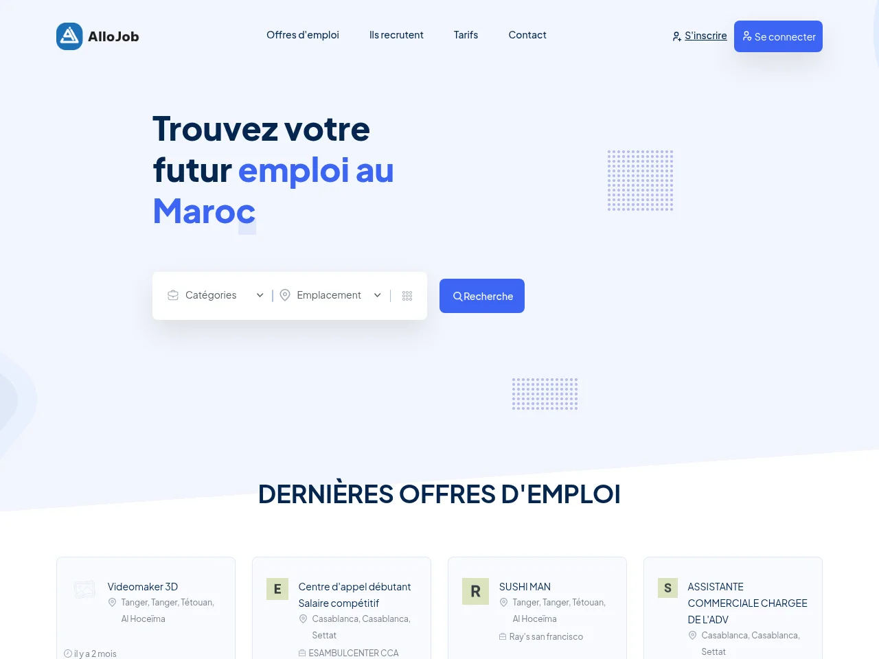 AlloJob.ma screenshot AlloJob.ma job board platform screenshot showing job search interface