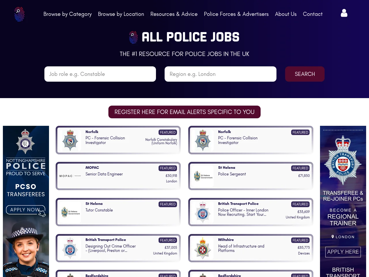 AllPoliceJobs screenshot AllPoliceJobs website screenshot