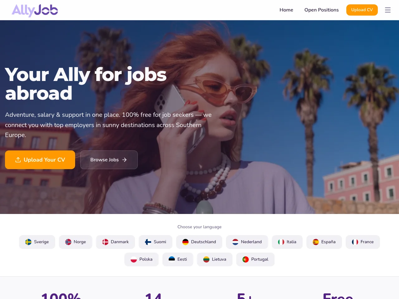 Allyjob job board platform screenshot showing job search interface