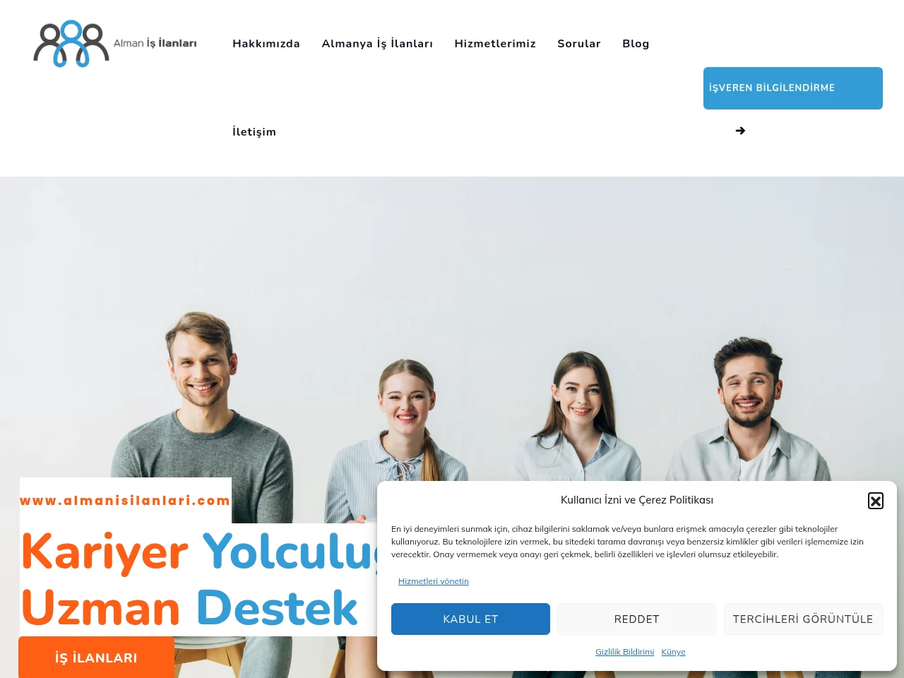 Alman İş İlanları job board platform screenshot showing job search interface