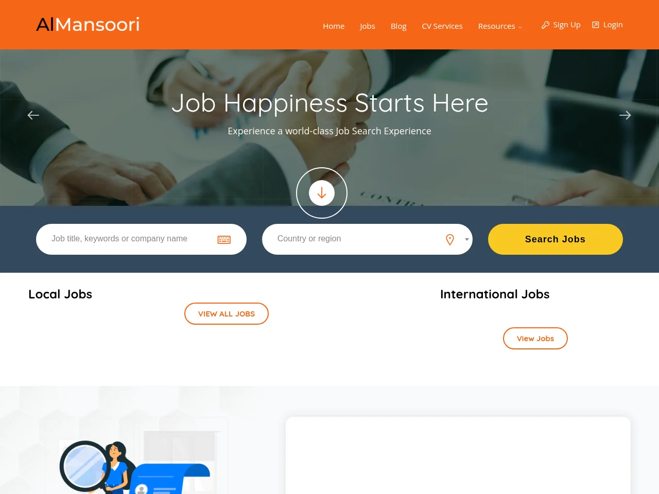 Jobenvoy.com job board platform screenshot showing job search interface