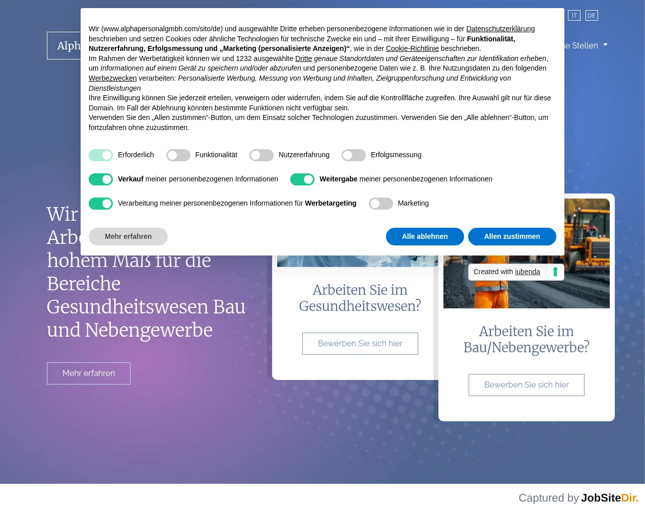 Alpha Personal GmbH screenshot Alpha Personal GmbH website screenshot